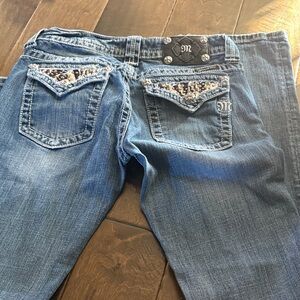 Miss Me Blue Boot Cut Jeans with Embellished Pockets